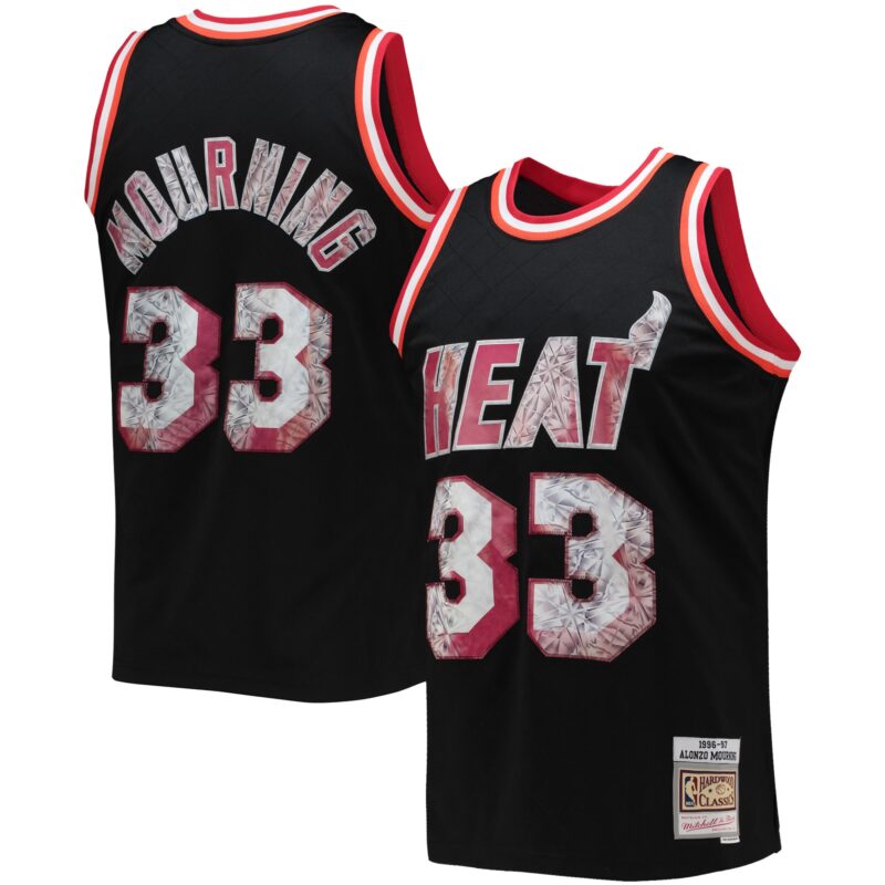 Alonzo Mourning Miami Heat Mitchell & Ness 1996/97 Hardwood Classics Basketball 75th Anniversary Diamond Swingman Jersey - Black