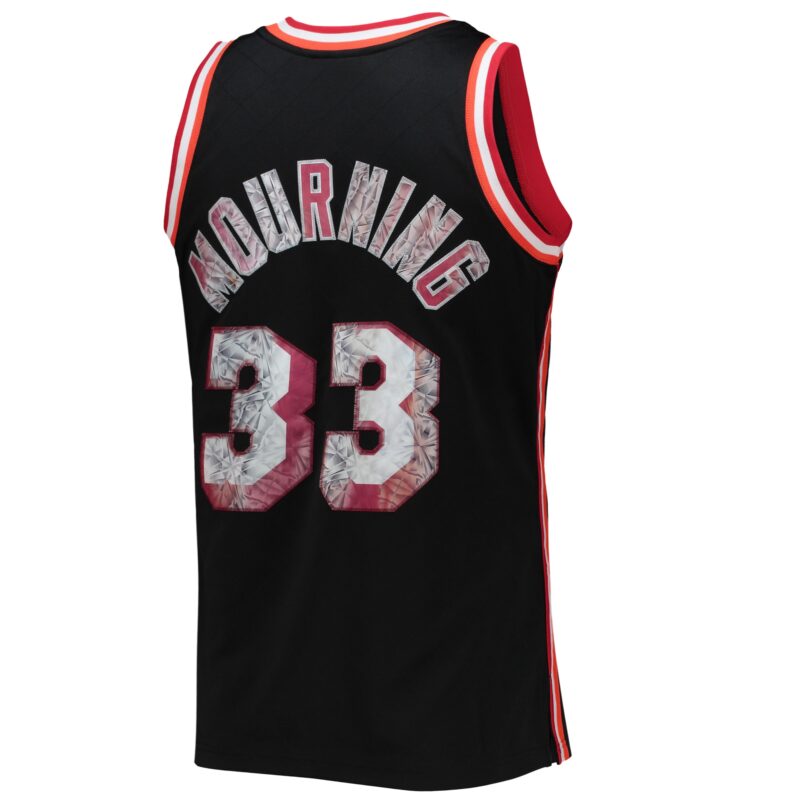 Alonzo Mourning Miami Heat Mitchell & Ness 1996/97 Hardwood Classics Basketball 75th Anniversary Diamond Swingman Jersey - Black - Image 3