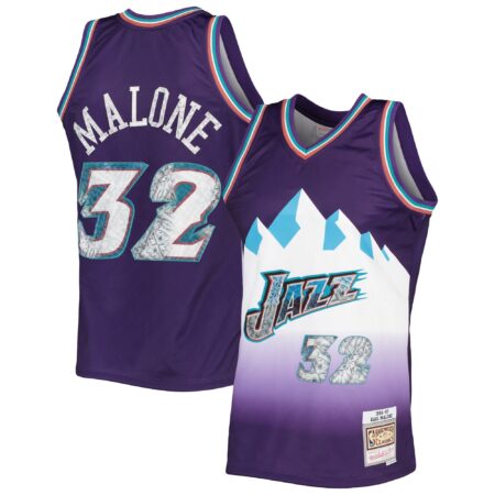 Karl Malone Utah Jazz Mitchell & Ness 1996/97 Hardwood Classics Basketball 75th Anniversary Diamond Swingman Jersey - Purple