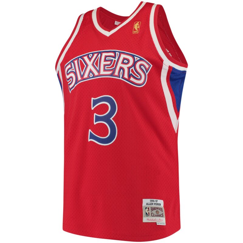 Allen Iverson Philadelphia 76ers Mitchell & Ness 1996/97 Hardwood Classics Swingman Jersey - Red - Image 2