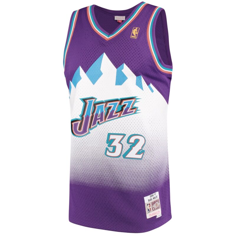 Karl Malone Utah Jazz Mitchell & Ness 1996/97 Hardwood Classics Swingman Jersey - Purple - Image 2
