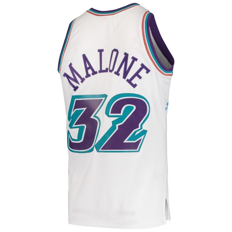 Karl Malone Utah Jazz Mitchell & Ness 1996/97 Hardwood Classics Swingman Jersey - White - Image 3