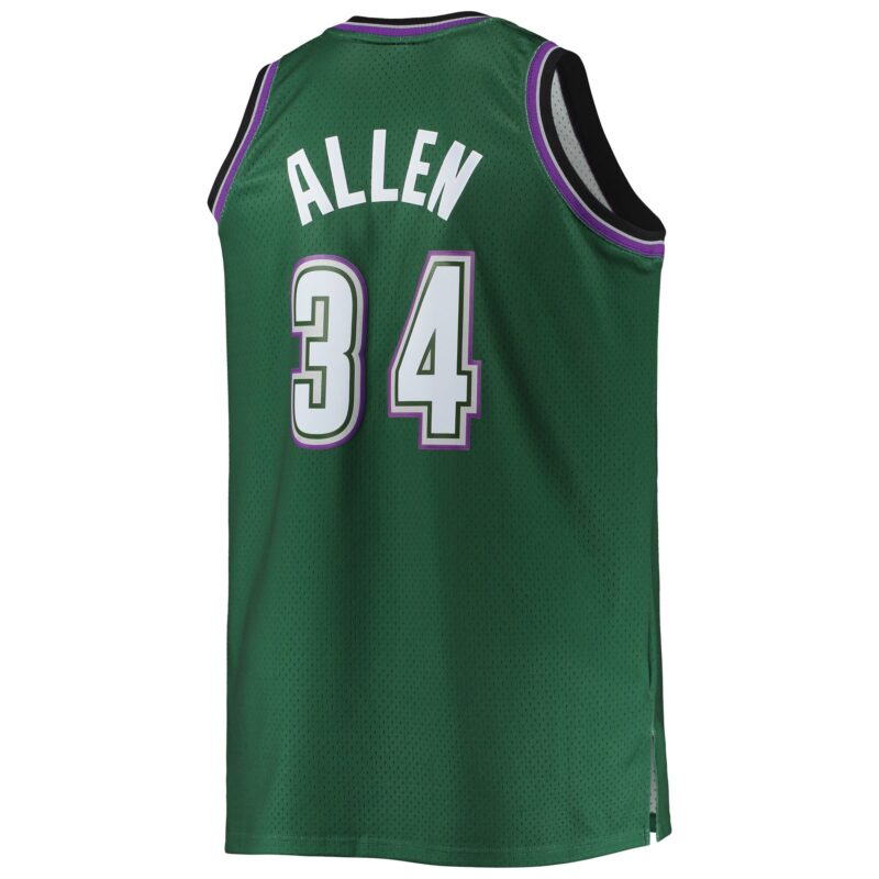 Ray Allen Milwaukee Bucks Mitchell & Ness Big & Tall 1996/97 Hardwood Classics Swingman Jersey - Hunter Green - Image 3