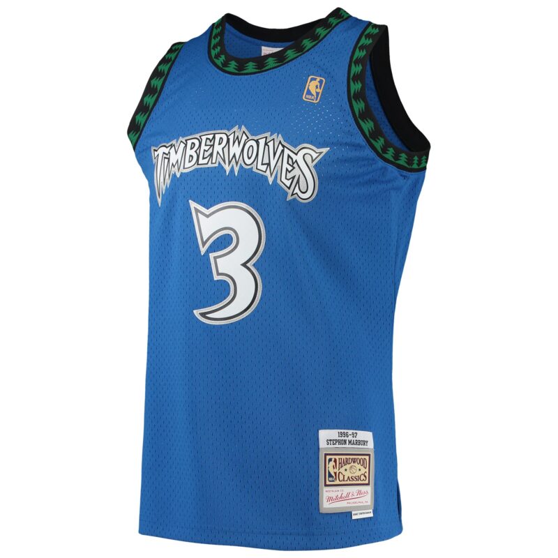 Stephon Marbury Minnesota Timberwolves Mitchell & Ness 1996/97 Hardwood Classics Swingman Jersey - Blue - Image 2