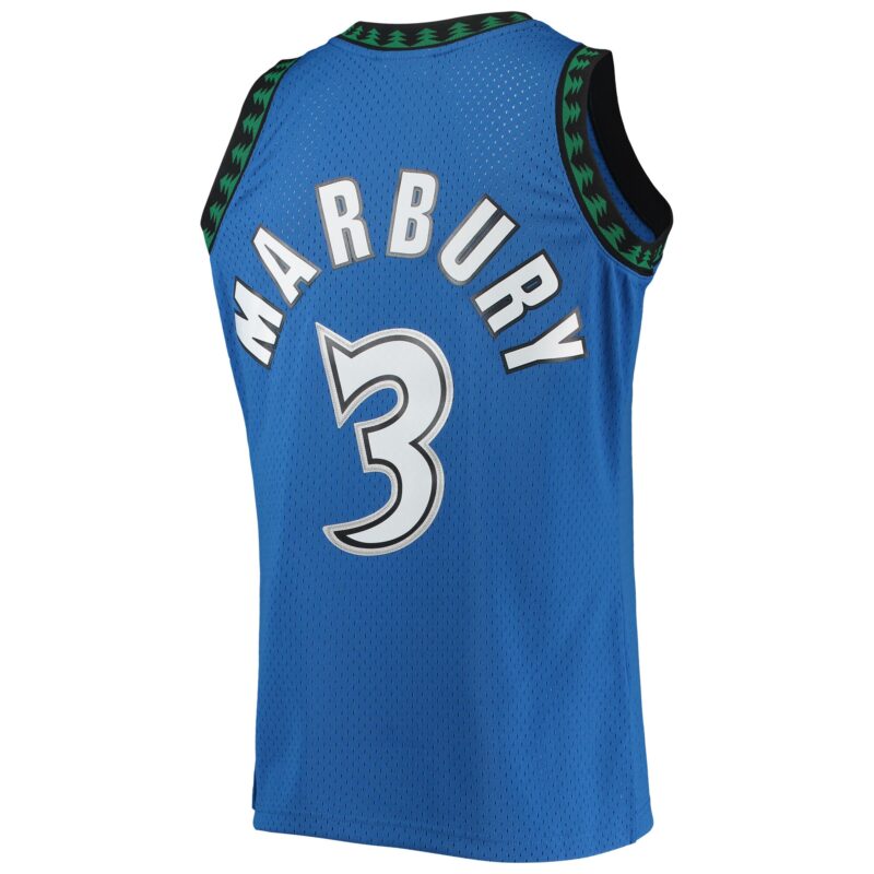 Stephon Marbury Minnesota Timberwolves Mitchell & Ness 1996/97 Hardwood Classics Swingman Jersey - Blue - Image 3