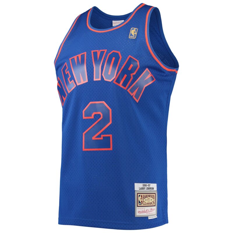 Larry Johnson New York Knicks Mitchell & Ness 1996/97 Hardwood Classics Swingman Jersey - Blue - Image 2