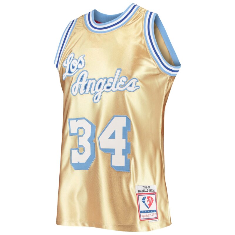Shaquille O'Neal Los Angeles Lakers Mitchell & Ness 75th Anniversary 1996/97 Hardwood Classics Swingman Jersey - Gold - Image 2