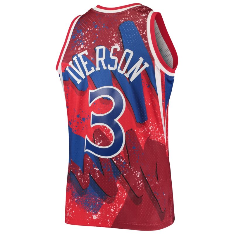 Allen Iverson Philadelphia 76ers Mitchell & Ness Hardwood Classics 1996/97 Hyper Hoops Swingman Jersey - Red - Image 3