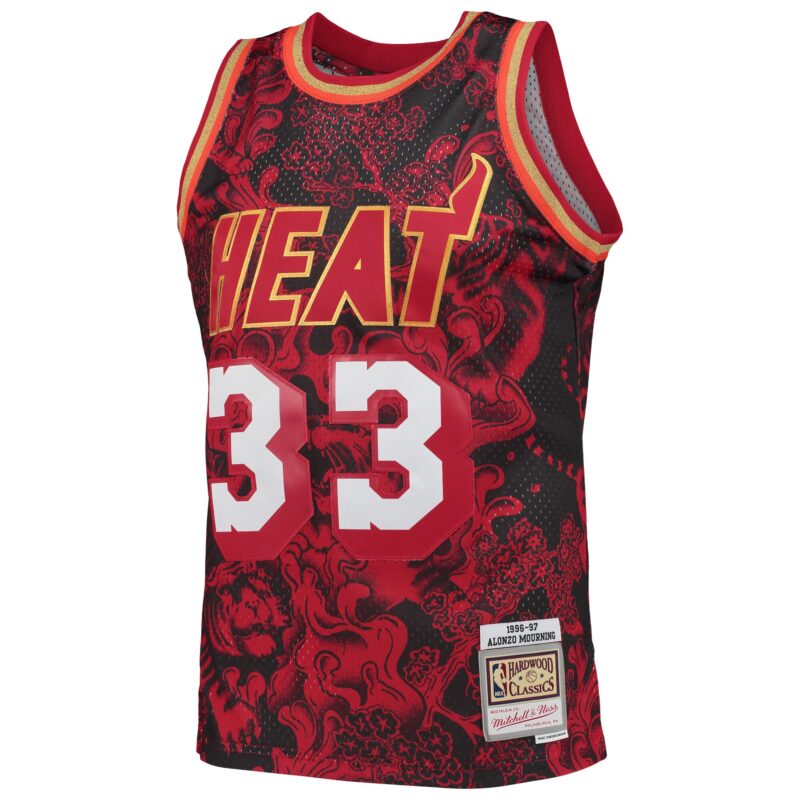 Alonzo Mourning Miami Heat Mitchell & Ness Hardwood Classics 1996/97 Lunar New Year Swingman Jersey - Red - Image 2