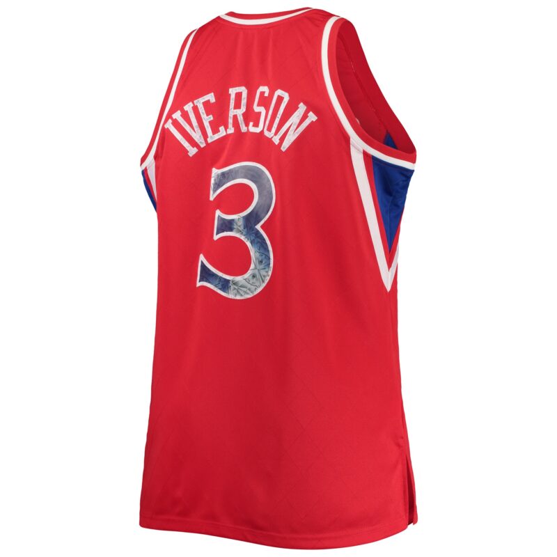 Allen Iverson Philadelphia 76ers Mitchell & Ness Big & Tall 1996/97 Basketball 75th Anniversary Diamond Swingman Jersey - Red - Image 3