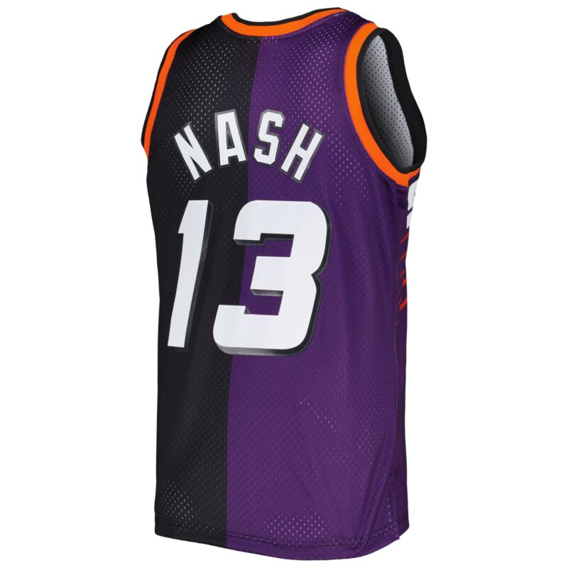 Steve Nash Phoenix Suns Mitchell & Ness Hardwood Classics 1996/97 Split Swingman Jersey - Purple/Black - Image 3
