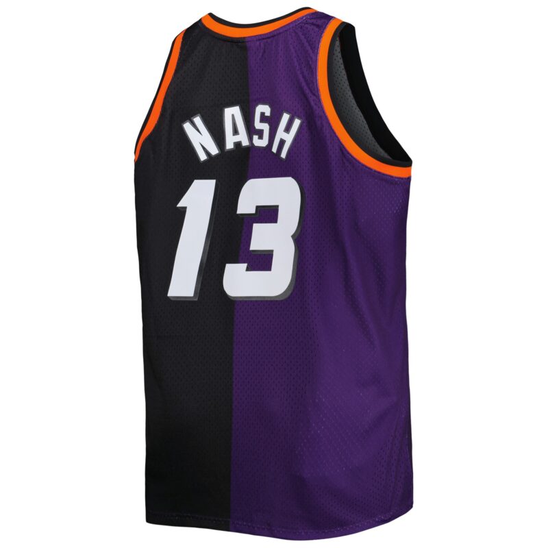 Steve Nash Phoenix Suns Mitchell & Ness Big & Tall Hardwood Classics 1996/97 Split Swingman Jersey - Purple/Black - Image 3