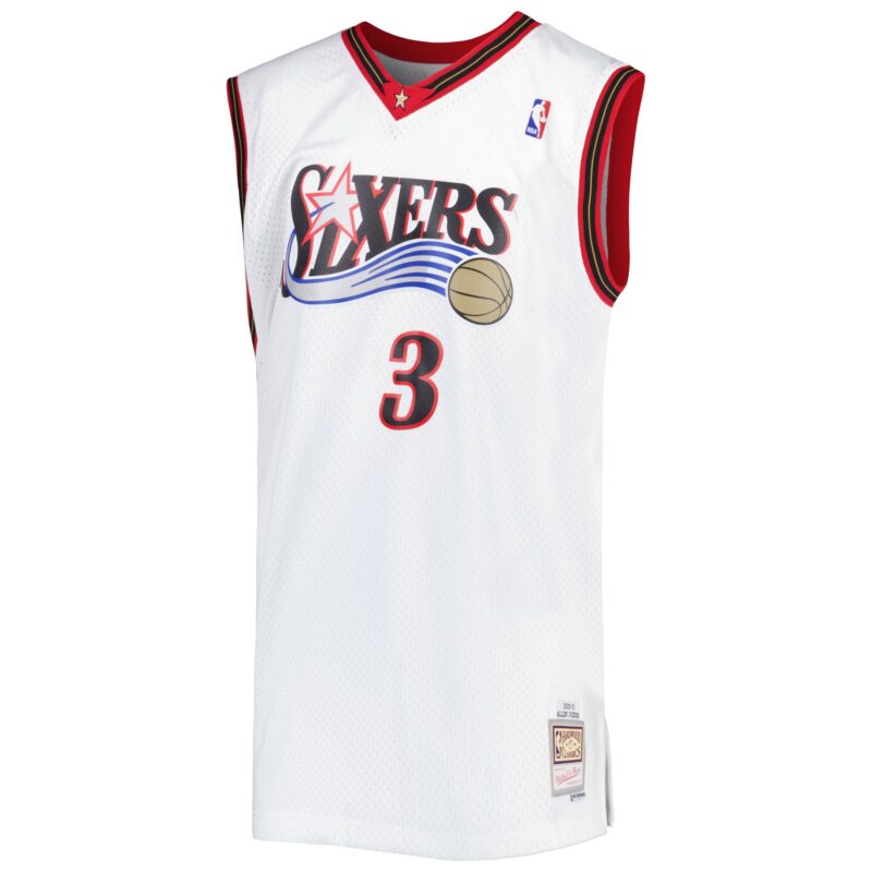 Allen Iverson Philadelphia 76ers Mitchell & Ness Big & Tall Hardwood Classics 1996/97 Swingman Jersey - White - Image 2