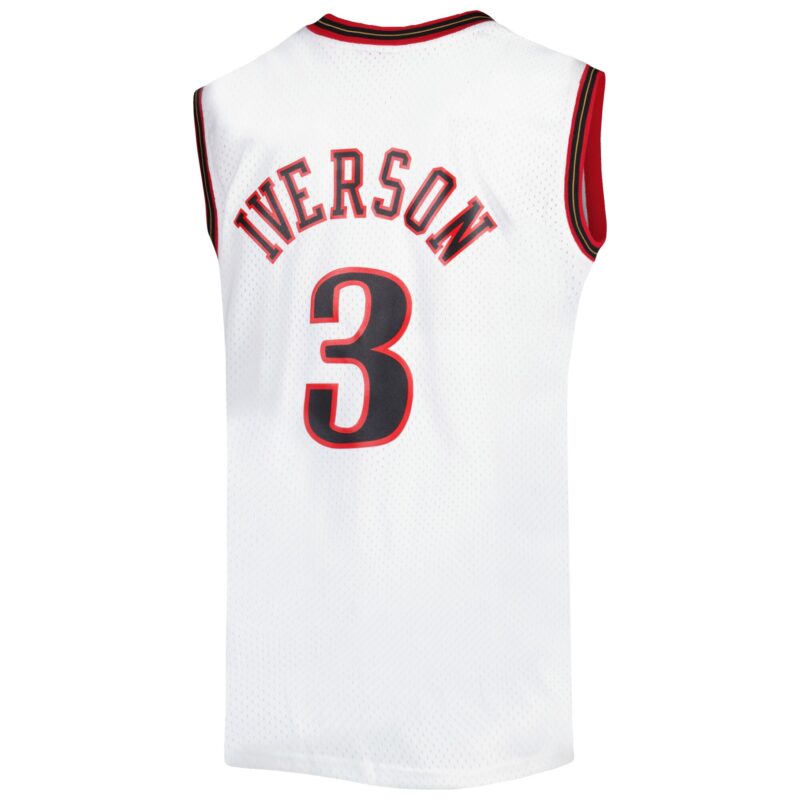Allen Iverson Philadelphia 76ers Mitchell & Ness Big & Tall Hardwood Classics 1996/97 Swingman Jersey - White - Image 3