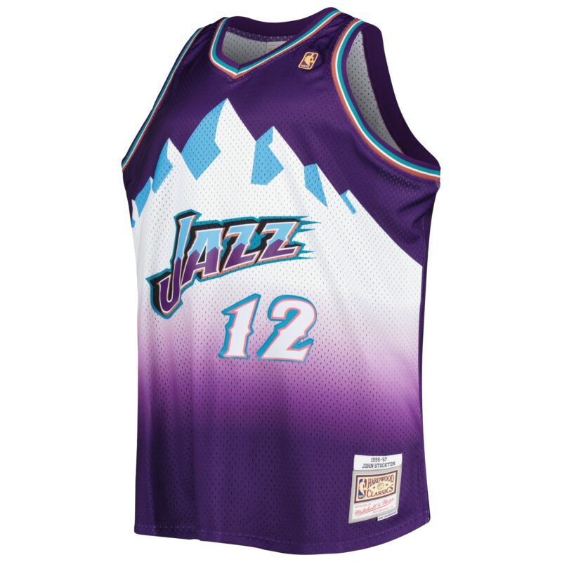 John Stockton Utah Jazz Mitchell & Ness Big & Tall Hardwood Classics 1996/97 Swingman Jersey - Purple - Image 2