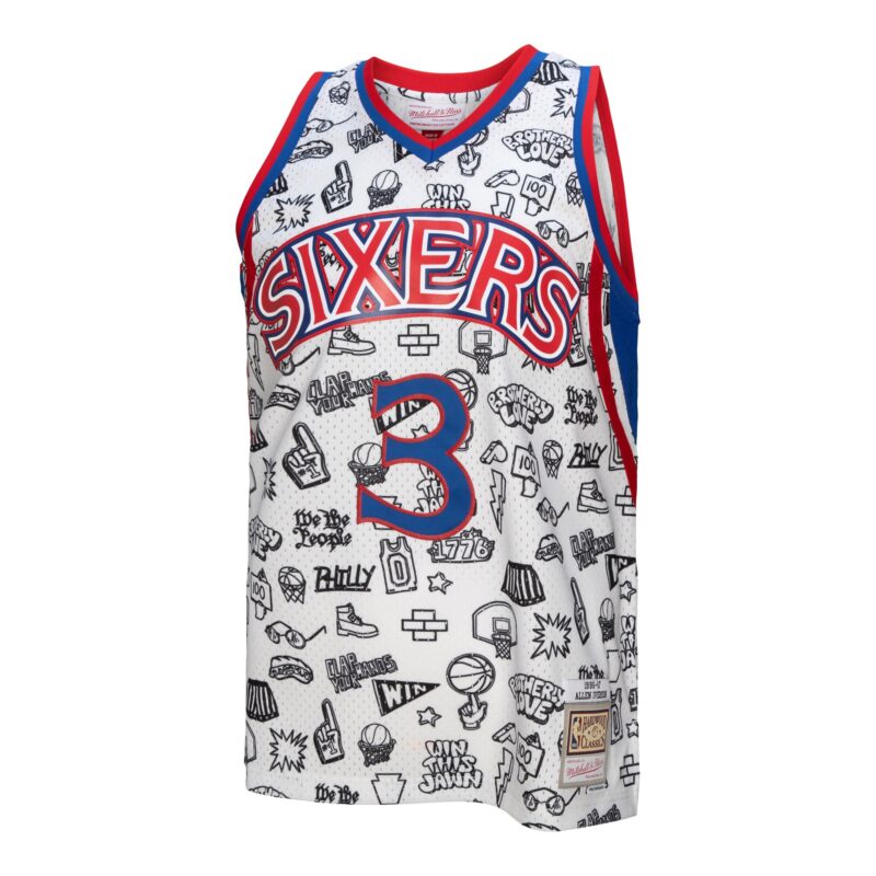 Allen Iverson Philadelphia 76ers Mitchell & Ness 1996/97 Swingman Jersey - White - Image 2