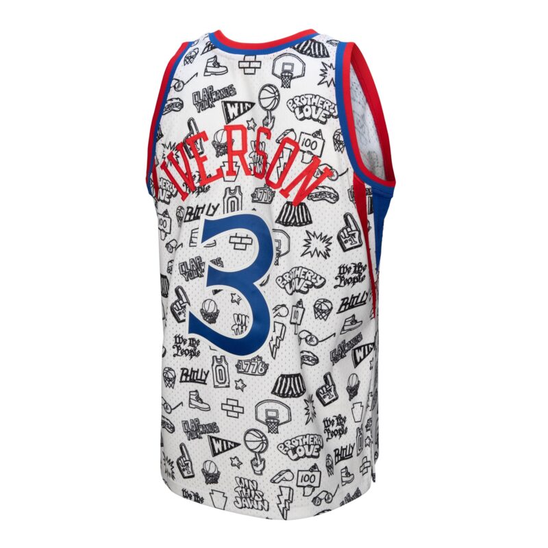 Allen Iverson Philadelphia 76ers Mitchell & Ness 1996/97 Swingman Jersey - White - Image 3
