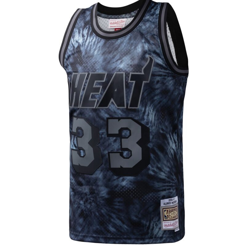 Alonzo Mourning Miami Heat Mitchell & Ness Hardwood Classics 1996/97 Tie-Dye Swingman Jersey - Black - Image 2