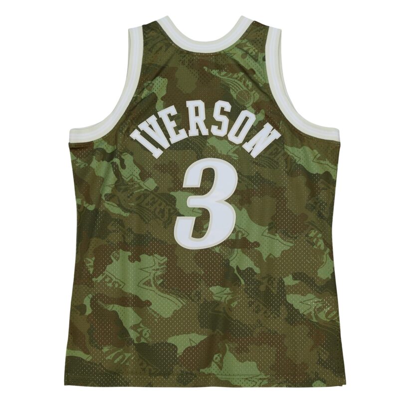 Allen Iverson Philadelphia 76ers Mitchell & Ness Hardwood Classics 1997/98 Ghost Green Swingman Jersey - Camo - Image 3
