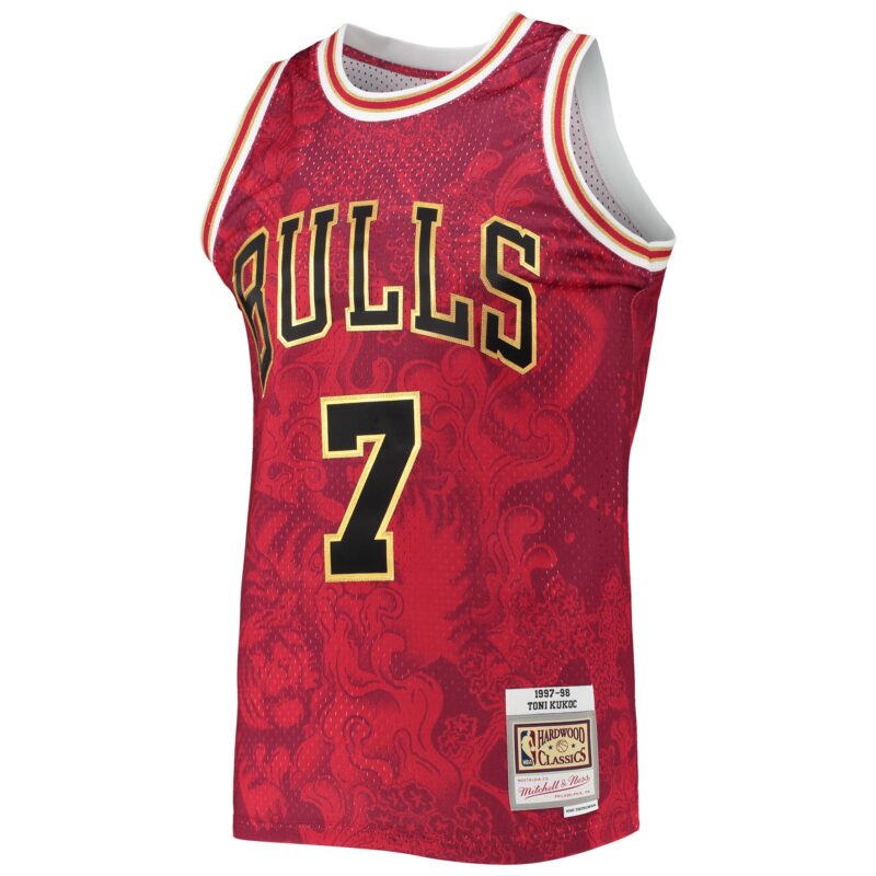 Toni Kukoc Chicago Bulls Mitchell & Ness Hardwood Classics 1997/98 Lunar New Year Swingman Jersey - Red - Image 2
