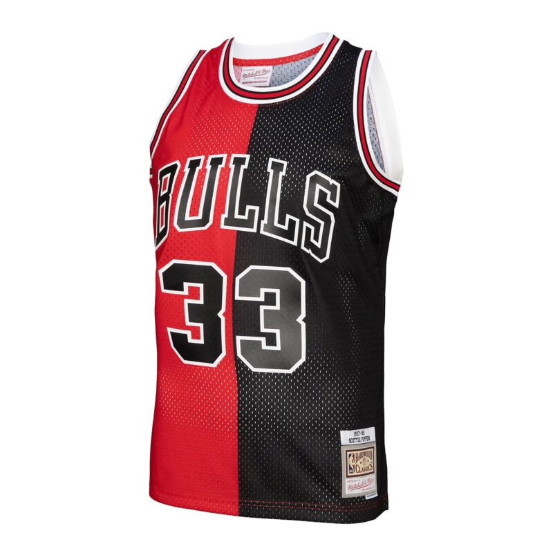 Scottie Pippen Chicago Bulls Mitchell & Ness Big & Tall Hardwood Classics 1997/98 Split Swingman Jersey - Red/Black - Image 2