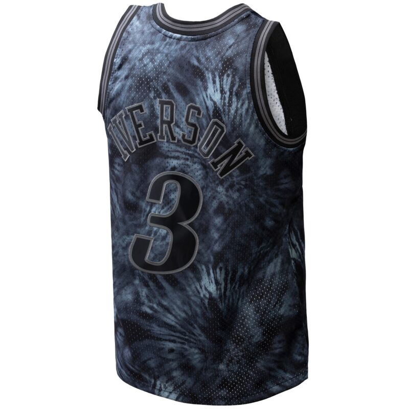 Allen Iverson Philadelphia 76ers Mitchell & Ness Hardwood Classics 1997/98 Tie-Dye Swingman Jersey - Black - Image 3