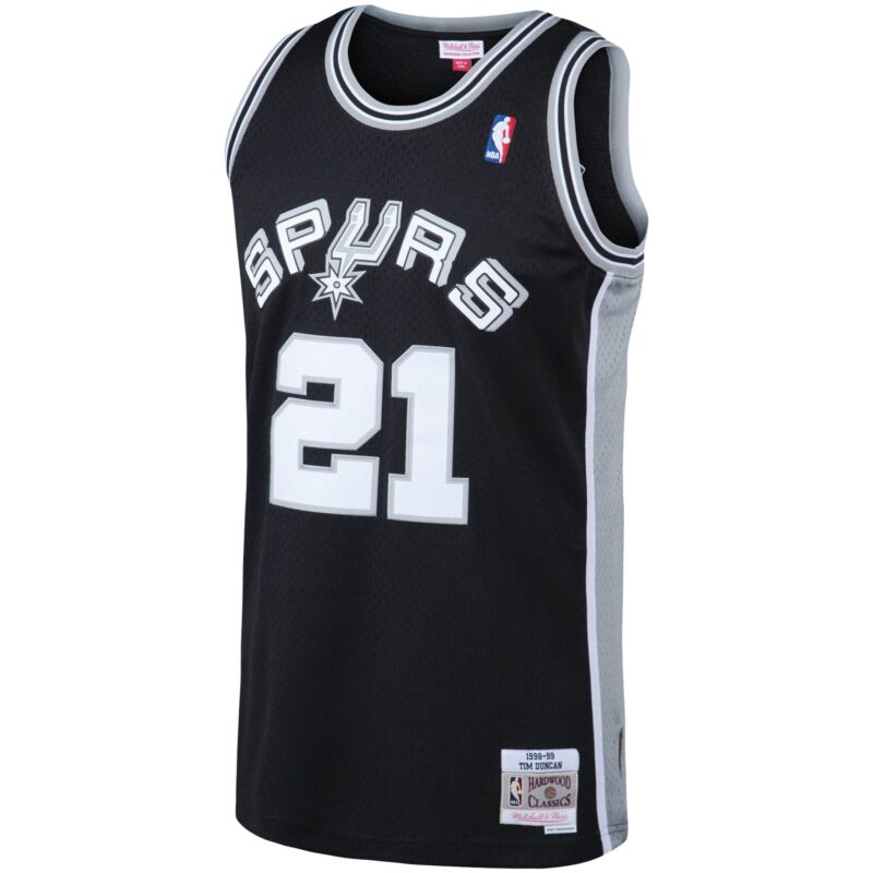 Tim Duncan San Antonio Spurs Mitchell & Ness 1998/99 Big & Tall Hardwood Classics Swingman Jersey - Black - Image 2