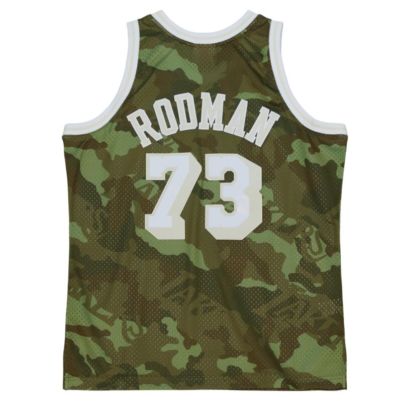 Dennis Rodman Los Angeles Lakers Mitchell & Ness Hardwood Classics 1998/99 Ghost Green Swingman Jersey - Camo - Image 3