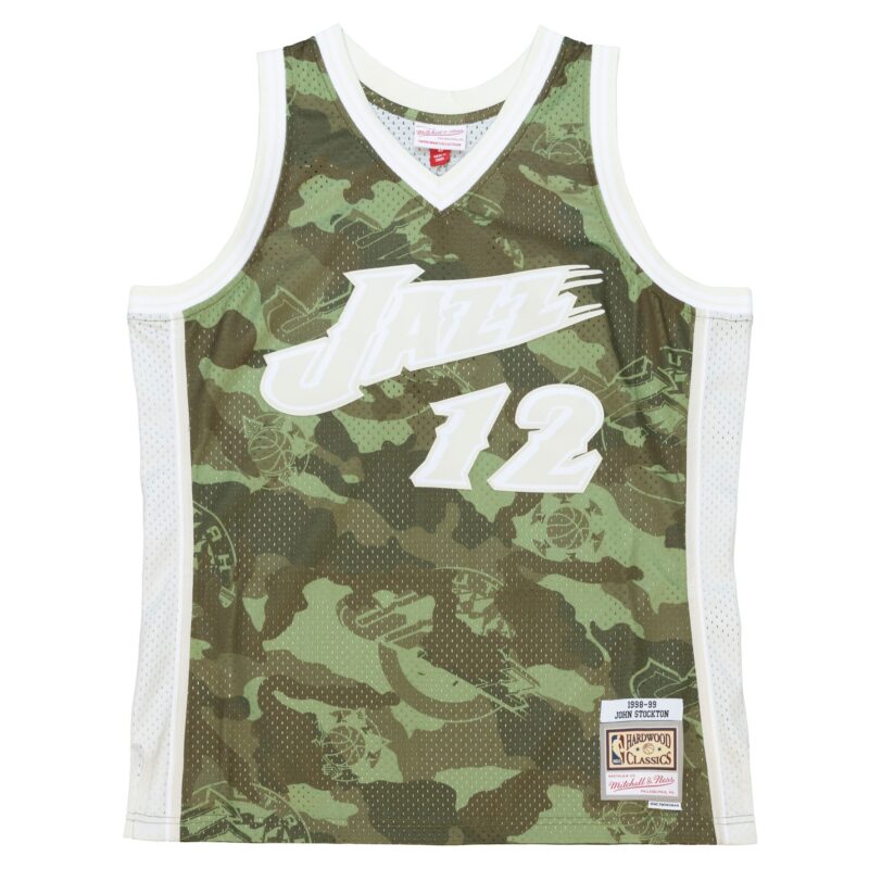 John Stockton Utah Jazz Mitchell & Ness Hardwood Classics 1998/99 Ghost Green Swingman Jersey - Camo - Image 2
