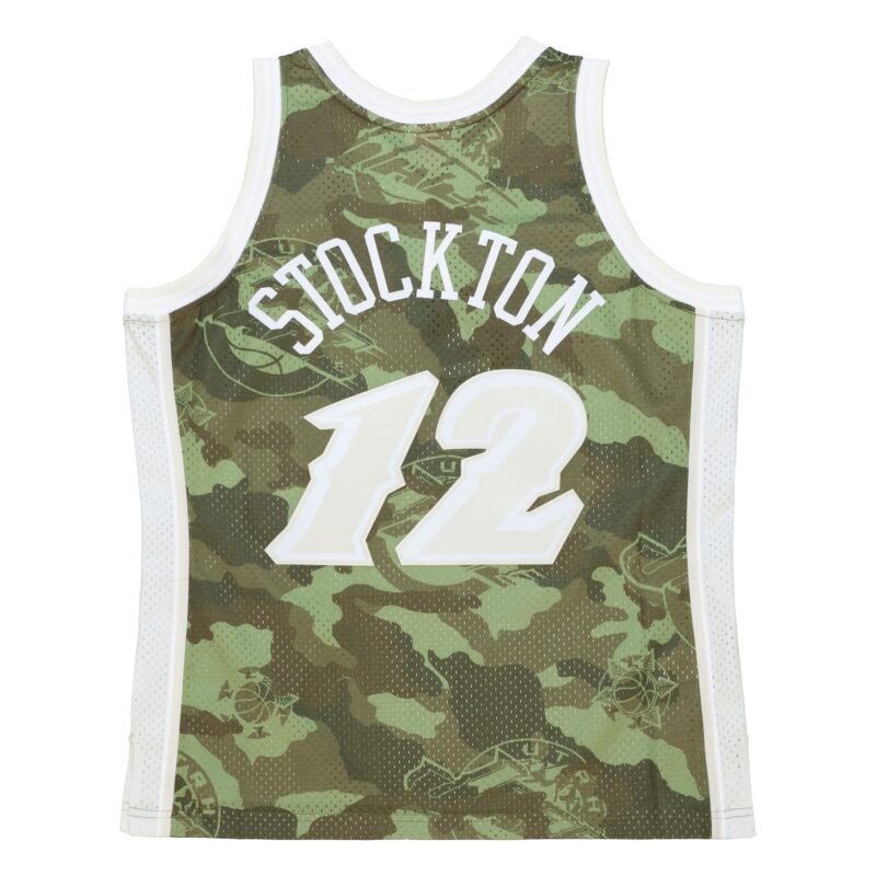 John Stockton Utah Jazz Mitchell & Ness Hardwood Classics 1998/99 Ghost Green Swingman Jersey - Camo - Image 3