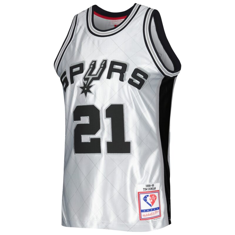 Tim Duncan San Antonio Spurs Mitchell & Ness 1998/99 Hardwood Classics 75th Anniversary Swingman Jersey - Platinum - Image 2