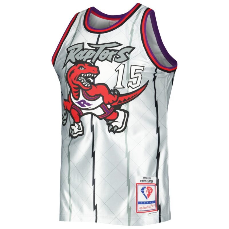 Vince Carter Toronto Raptors Mitchell & Ness 1998/99 Hardwood Classics 75th Anniversary Swingman Jersey - Platinum - Image 2