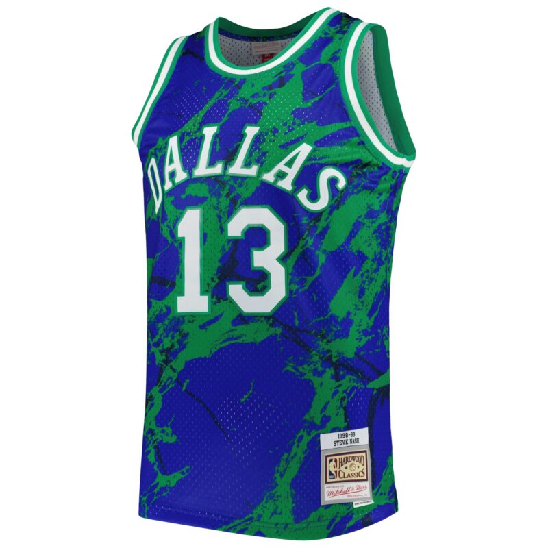 Steve Nash Dallas Mavericks Mitchell & Ness 1998/99 Hardwood Classics Marble Swingman Jersey - Blue - Image 2