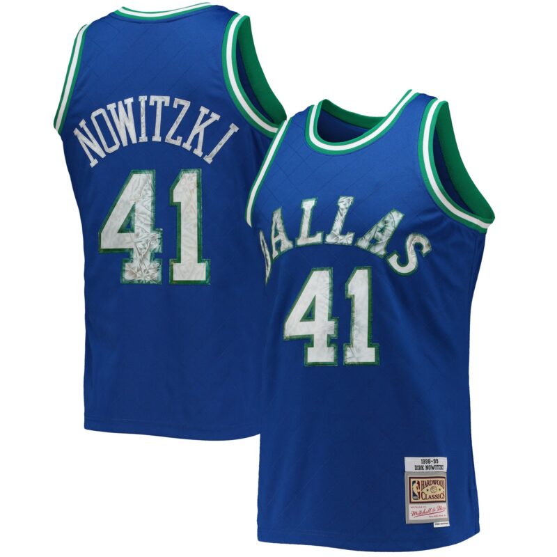 Dirk Nowitzki Dallas Mavericks Mitchell & Ness 1998/99 Hardwood Classics Basketball 75th Anniversary Diamond Swingman Jersey - Blue