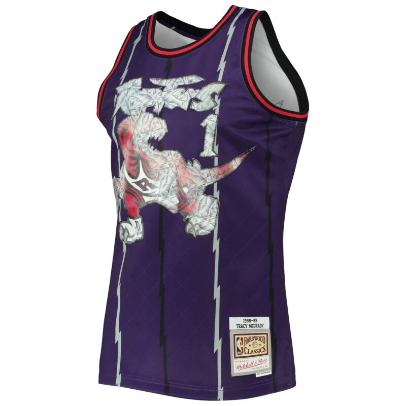 Tracy McGrady Toronto Raptors Mitchell & Ness 1998/99 Hardwood Classics Basketball 75th Anniversary Diamond Swingman Jersey - Purple - Image 2