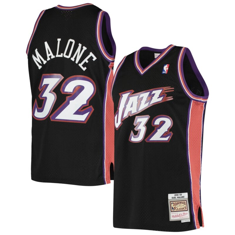 Karl Malone Utah Jazz Mitchell & Ness 1998/99 Hardwood Classics Swingman Jersey - Black