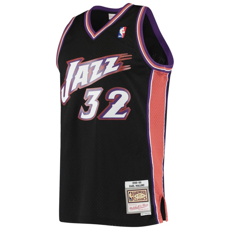 Karl Malone Utah Jazz Mitchell & Ness 1998/99 Hardwood Classics Swingman Jersey - Black - Image 2