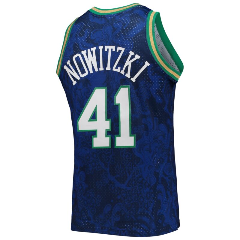 Dirk Nowitzki Dallas Mavericks Mitchell & Ness Hardwood Classics 1998/99 Lunar New Year Swingman Jersey - Blue - Image 3