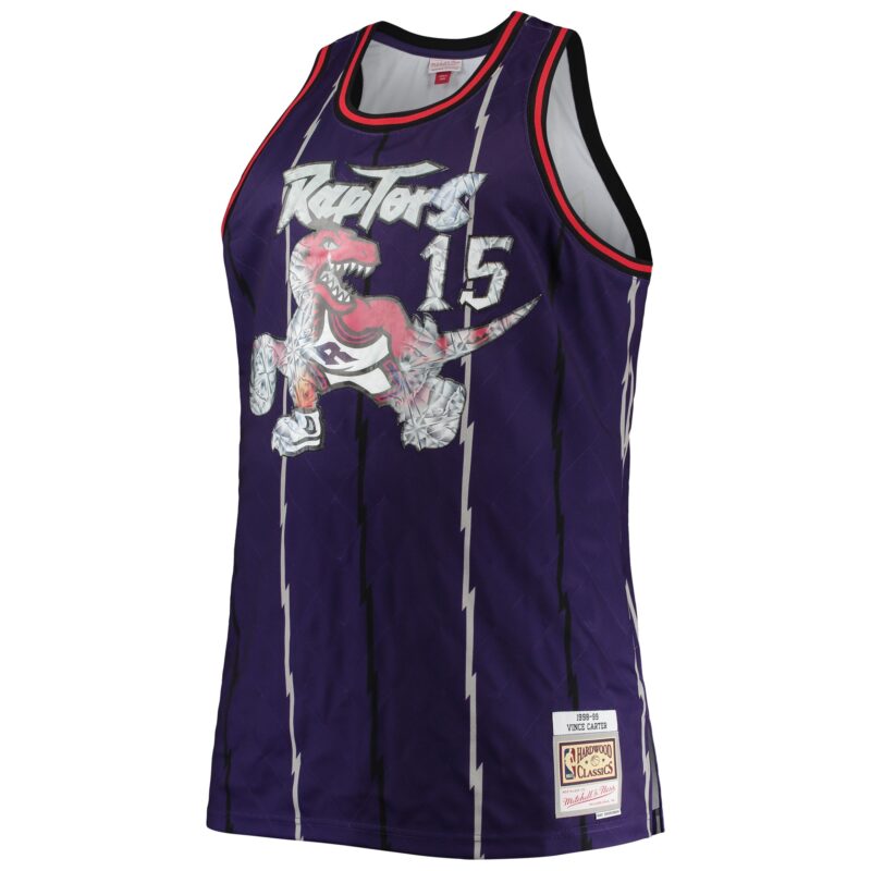Vince Carter Toronto Raptors Mitchell & Ness Big & Tall 1998/99 Basketball 75th Anniversary Diamond Swingman Jersey - Purple - Image 2