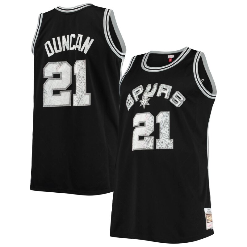 Tim Duncan San Antonio Spurs Mitchell & Ness Big & Tall 1998/99 Basketball 75th Anniversary Diamond Swingman Jersey - Black