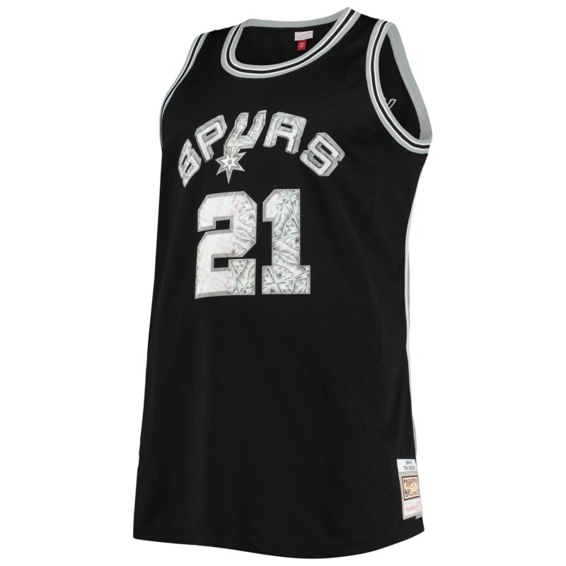 Tim Duncan San Antonio Spurs Mitchell & Ness Big & Tall 1998/99 Basketball 75th Anniversary Diamond Swingman Jersey - Black - Image 2