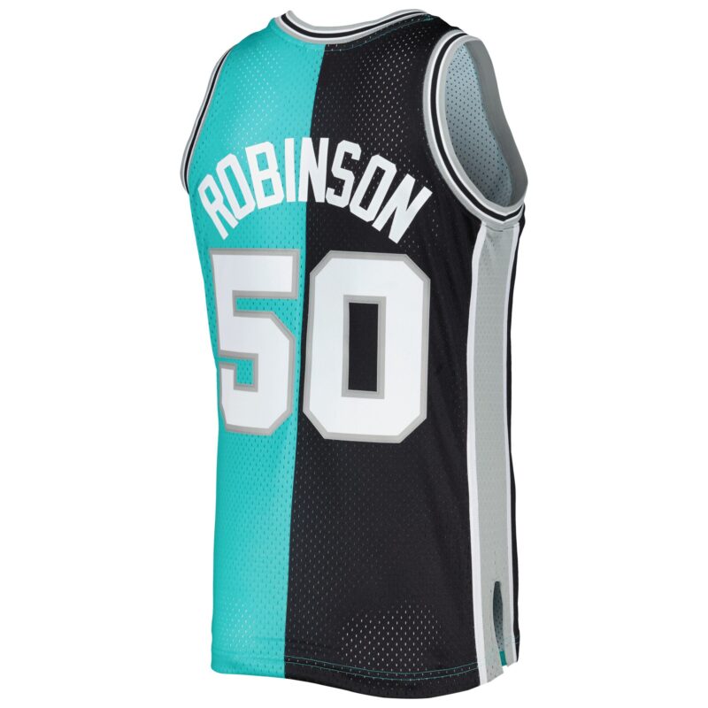 David Robinson San Antonio Spurs Mitchell & Ness Hardwood Classics 1998/99 Split Swingman Jersey - Black/Teal - Image 3