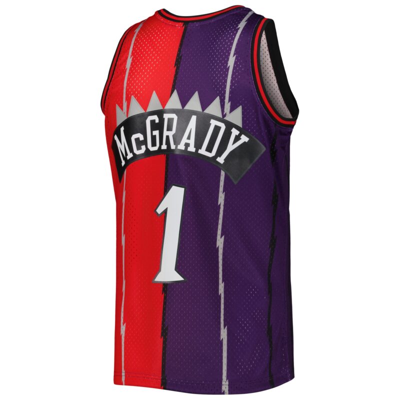 Tracy McGrady Toronto Raptors Mitchell & Ness Hardwood Classics 1998/99 Split Swingman Jersey - Purple/Red - Image 3