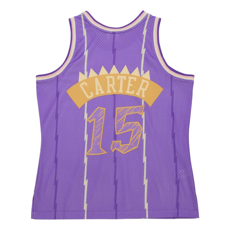Vince Carter Toronto Raptors Mitchell & Ness 1998/99 Swingman Sidewalk Sketch Jersey - Purple - Image 3