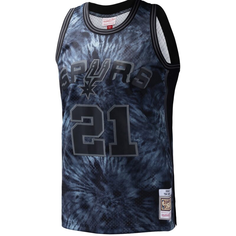 Tim Duncan San Antonio Spurs Mitchell & Ness Hardwood Classics 1998/99 Tie-Dye Swingman Jersey - Black - Image 2