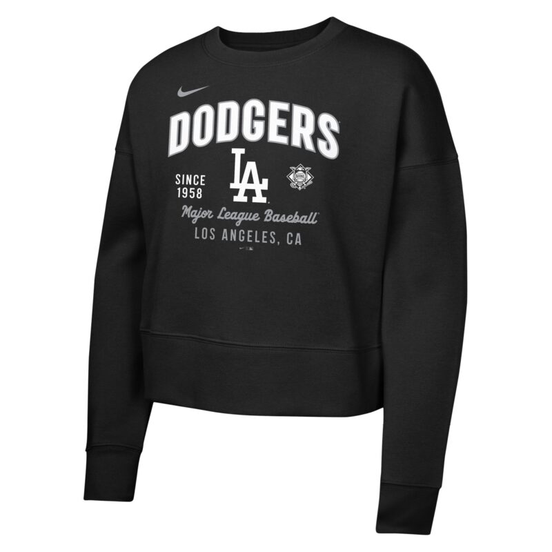 Los Angeles Dodgers Girls Youth Fleece Sweatshirt - Black - Image 2
