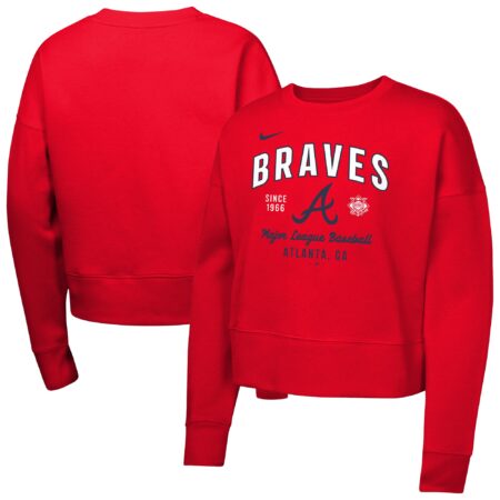 Atlanta Braves Girls Youth Fleece Sweatshirt - Red