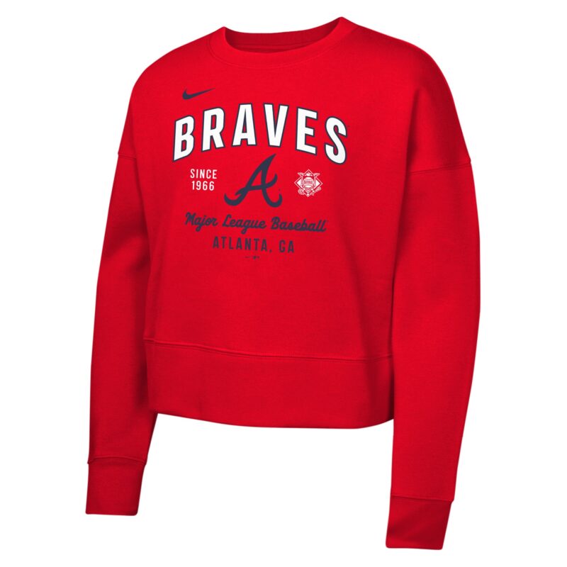 Atlanta Braves Girls Youth Fleece Sweatshirt - Red - Image 2