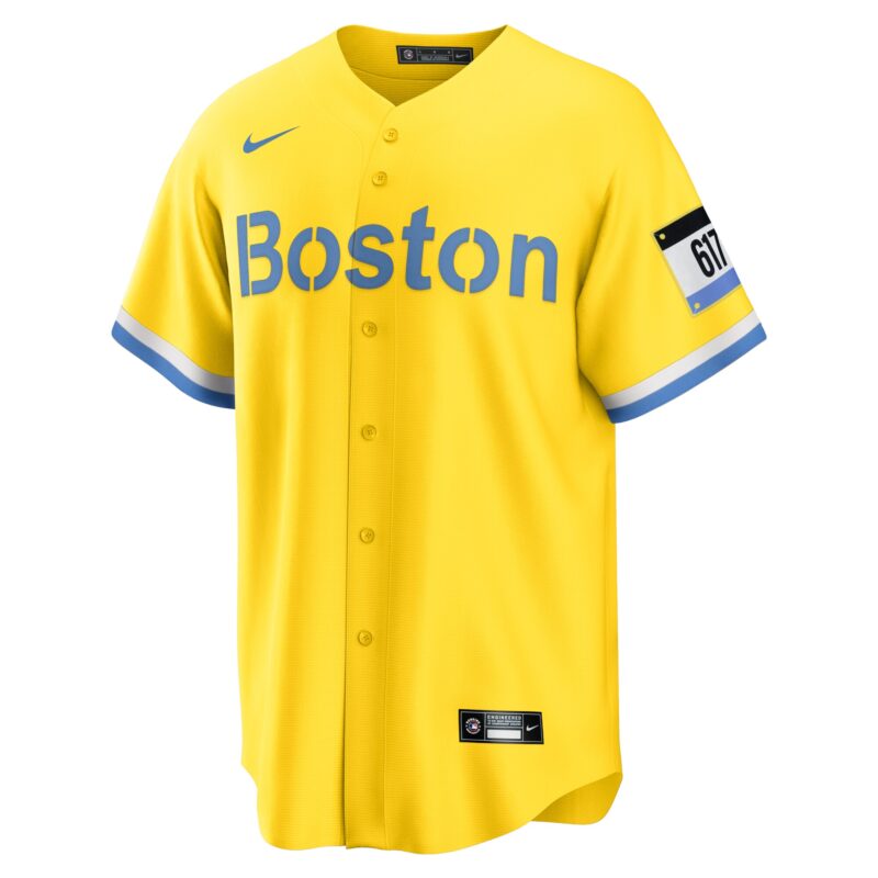 Rafael Devers Boston Red Sox City Connect Player Jersey - Gold/Light Blue - Image 2