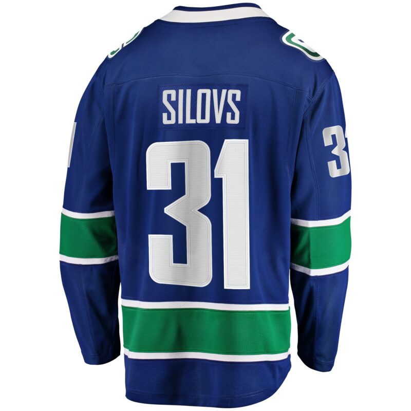 Arturs Silovs Vancouver Canucks Home Premier Breakaway Player Jersey - Blue - Image 3